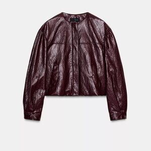 Zara Deep Burgundy Leather Jacket